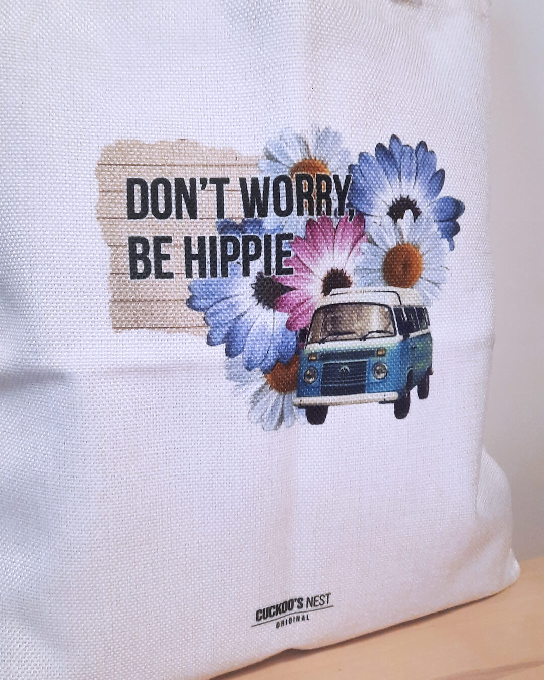 Bolsa de tela Don't worry, be hippie