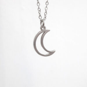 Colgante con forma de silueta de luna de acero inoxidable