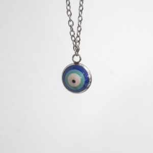 Colgante con forma de ojo de turco esmaltado en azul de acero inoxidable