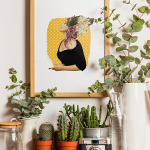 Lámina decorativa Ama y ensancha el alma creada con la técnica del collage
