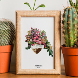 Lámina Cabeza de flores, creada con la técnica del collage