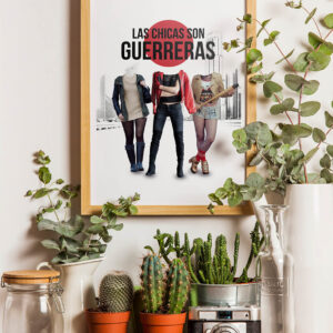 Lámina decorativa Las chicas son guerreras, creada con la técnica del collage