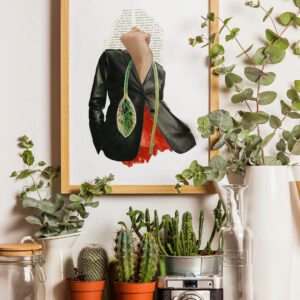 Lámina Ojalá que se llame amapola, creada con la técnica del collage